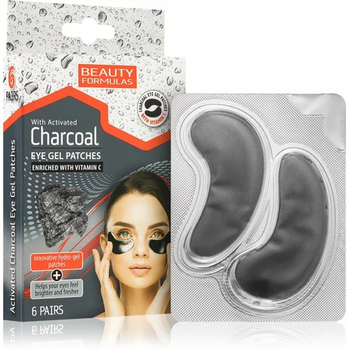 Beauty Formulas Charcoal hidrogel maska za predel okoli oči z aktivnim ogljem 6 kos