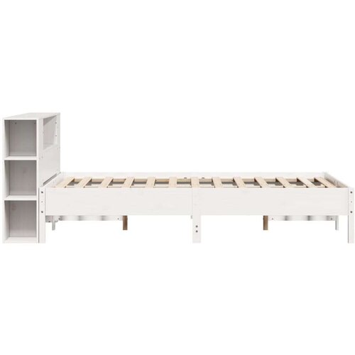 VidaXL Krevet s regalom z knjige bez madraca bijeli 160x200cm borovina Slike