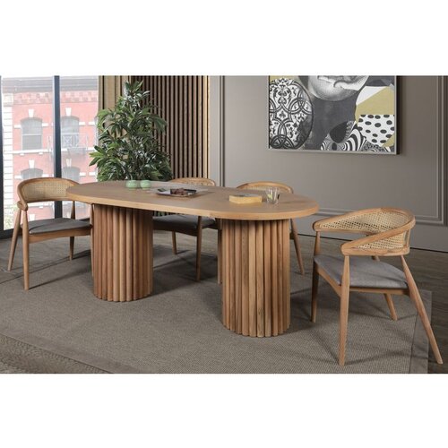 Hanah home Danyi Natural Dining Table & Chairs Set (5 Pieces) Cene