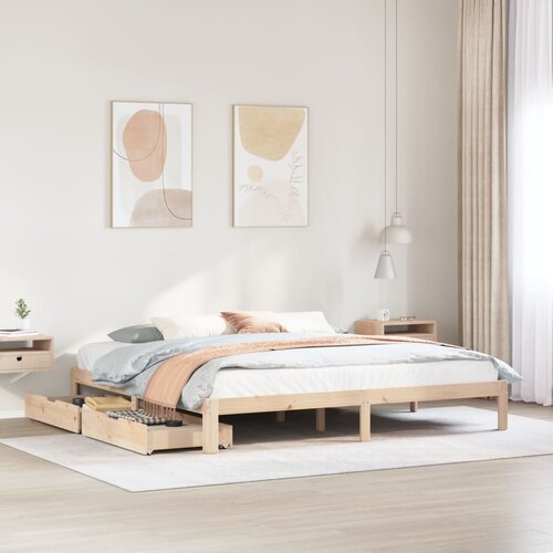vidaXL Posteljni okvir s predali 180x200 cm trdna borovina Cene