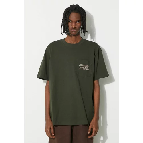 Filson Pamučna majica Embroidered Pocket za muškarce, boja: zelena, s aplikacijom, FMTEE0042
