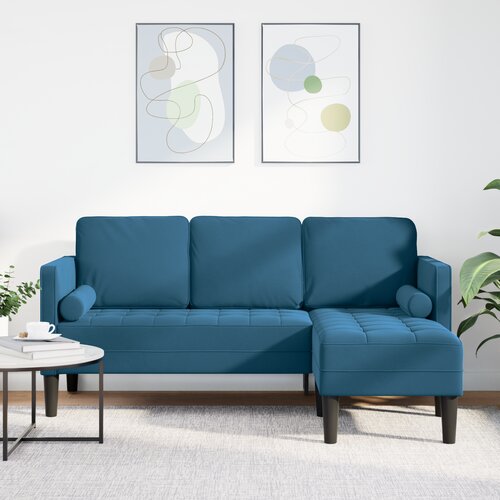 vidaXL L-kavč Modra 173x131x67 cm Samet Cene