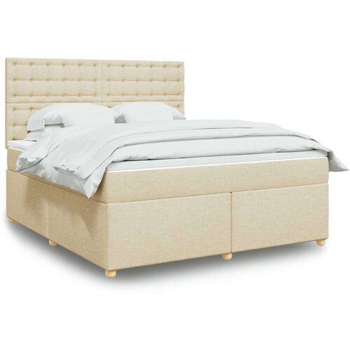 vidaXL Box spring postelja z vzmetnico krem 180x200 cm blago, (21304693) Cene