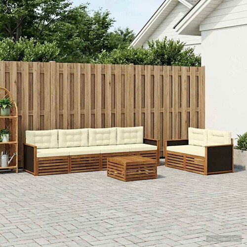  Set vanjskih sofa s jastukom 7 pcs Prirodna i krem Poliester Cene