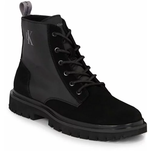 Calvin Klein Jeans Gležnjarji Eva Mid Laceup Lth Boot Hiking YM0YM00842 Črna