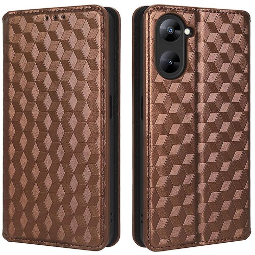 INORCO Za Realme V30 5G/V30t PU usnjena torbica za denarnico z vtisnjenim vzorcem romba, stojalo, ovitek za telefon, (22035820) Slike