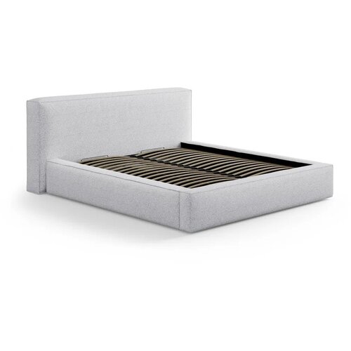 Micadoni Svijetlo sivi tapecirani bračni krevet s prostorom za odlaganje s podnicom 200x200 cm Simon Olivia &amp;ndash; Slike
