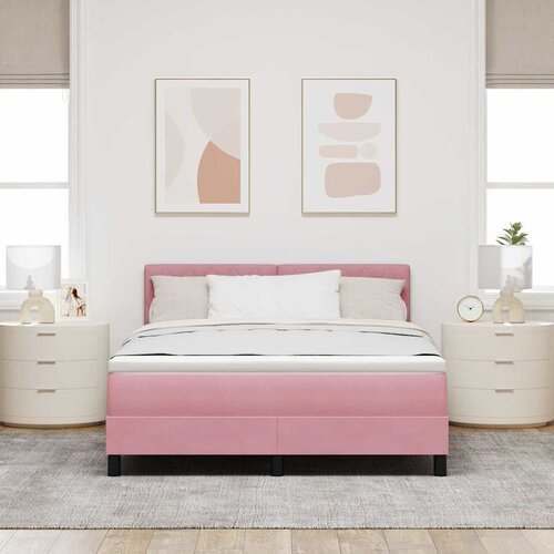  LED Box Spring Krevet s madracem Ružičasta 140 x 190 cm Bar&amp;scaron;un Slike