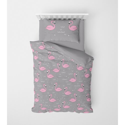 MEY HOME posteljina sa motivom flamingosa 3D 160x220cm siva Cene