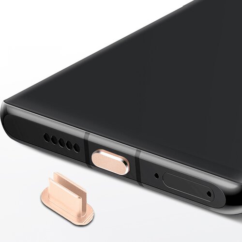 Cadorabo za&amp;scaron;čitni pokrovček, združljiv z usb c v gold - prug za za&amp;scaron;čito pred prahom za polnjenje vrat proti prahu, (20621984) Slike