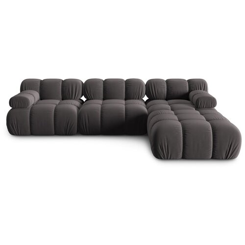 Micadoni Home temno siva žametna kotna sedežna garnitura (desni kot) bellis &amp;ndash; Slike