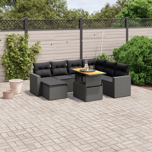 vidaXL 8-dijelni set vrtnih sofa od poliratana s jastucima crni Cijene
