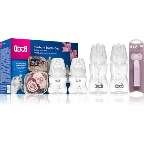 Lovi Set za novorođenče, roza - bočica 2x150 ml, bočica 2x 250 ml, duda 2 kom, 4xsisač za bočicu S, 1x vezica za dudu Cene