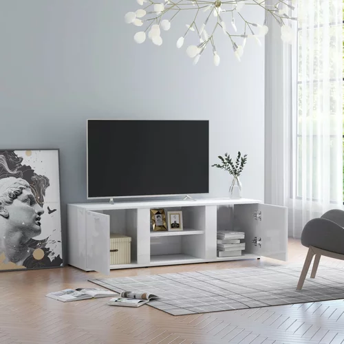 vidaXL TV omarica visok sijaj bela 120x34x37 cm iverna plošča