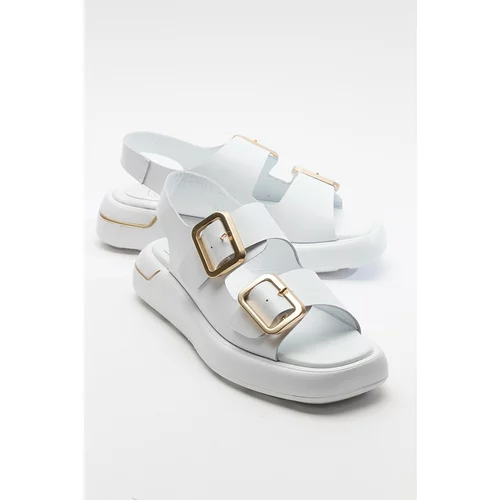 LuviShoes FURIS Women's White Skin Genuine Leather Sandals