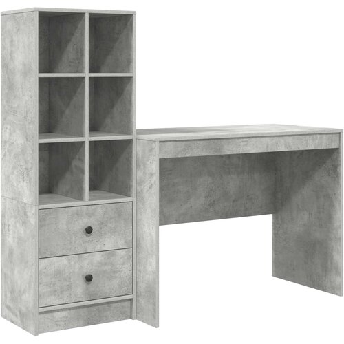  Stol s ladicama 2 pcs Betonski sivi Slike