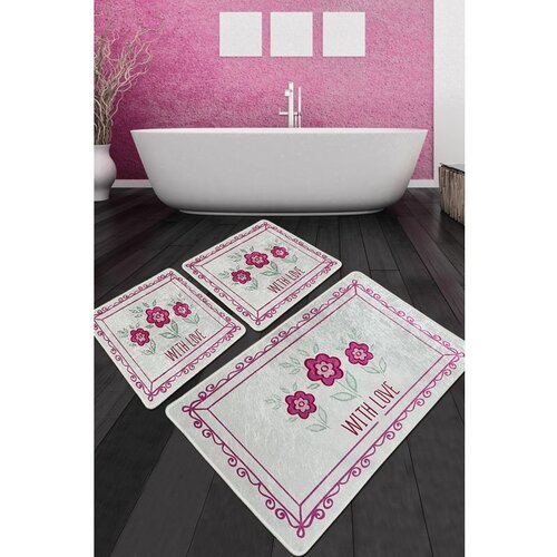  with flower djt multicolor bathmat set (3 pieces) Cene