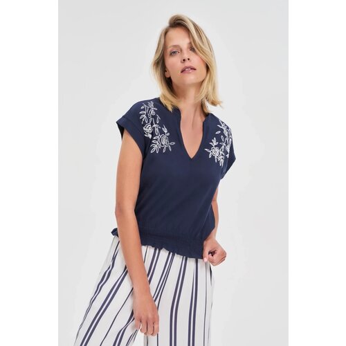 Marisse Navy Blue Cotton Blouse Cene