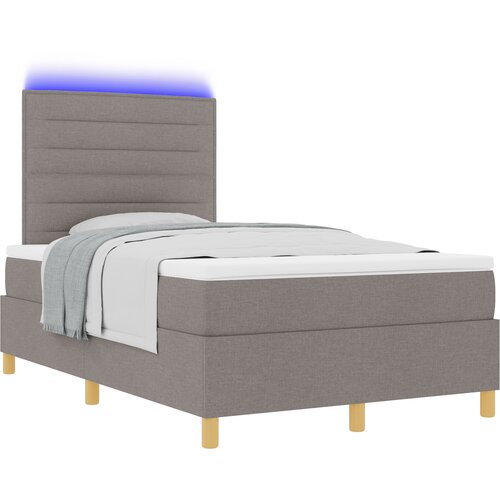 vidaXL LED Box Spring Krevet Sivo-smeđa 120 x 190 cm tkanina Cene