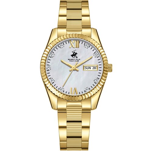 Beverly Hills Polo Club Ženski sat BP3765C.120, Sedefasto kućište, Zlatna boja Cene