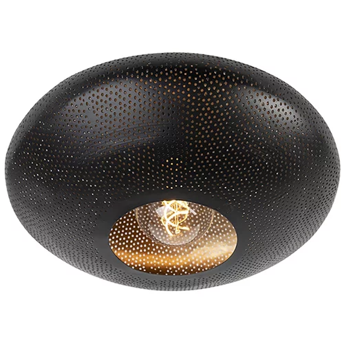 QAZQA Pametna stropna svetilka črna z zlatom 40 cm vključno z Wifi G95 - Radiance