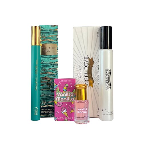 Neo Parfum Ženski set parfema Angel &amp;amp; Devil, EDP, 30 ml + Malahit Prive, EDP, 17 ml + Parfemsko ulje Vanilla Manilla, 6 ml Slike