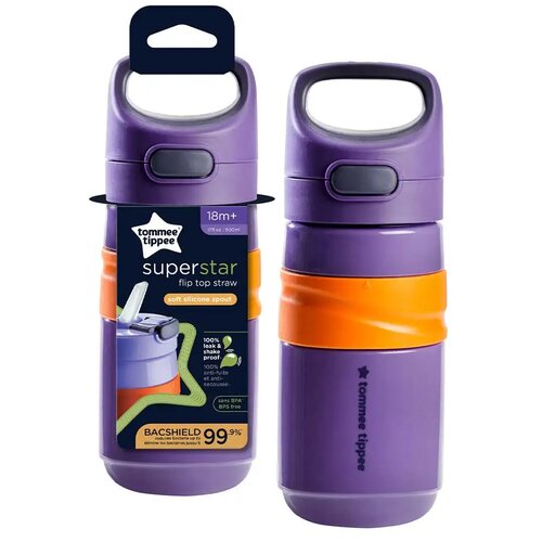 Tommee Tippee Tommee Tippee: Superstar steklenička s slamico in flip-top pokrovčkom, vijolična, 500 ml (18 mesecev+) Cene