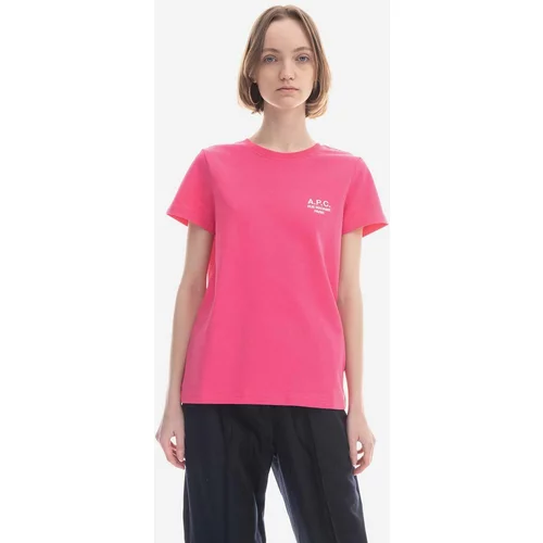 A.P.C. Pamučna majica New Denise boja: ružičasta, COEZC.F26848-OFFWHITE
