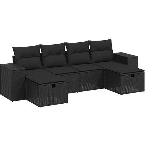  6-dijelni set vrtnih sofa s jastucima crni od poliratana Crna 83 x 62 x 69 cm Slike