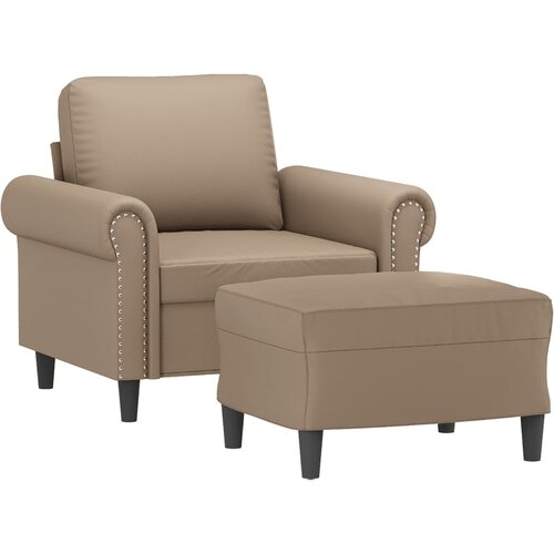  Fotelja s tabureom boja cappuccina 60 cm od umjetne kože Slike
