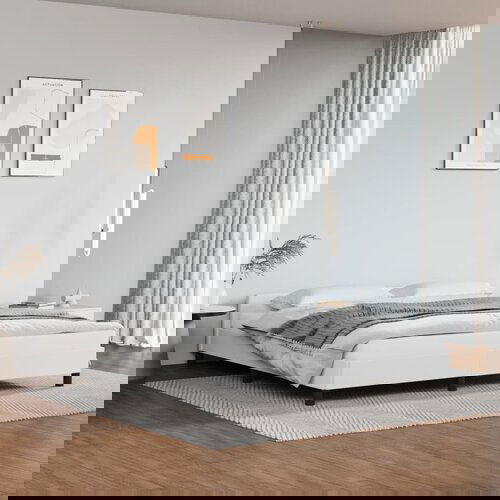 The Living Store Posteljni okvir z vzglavjem bel 160x200 cm umetno usnje - Posteljni Okvir Z Vzglavjem, (21527030) Slike