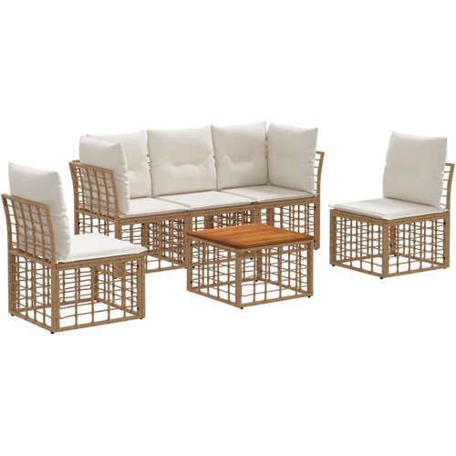  Set vanjskih sofa 6 pcs Prirodna i krema bijela Poliester - Prirodna sa stolom Cijene