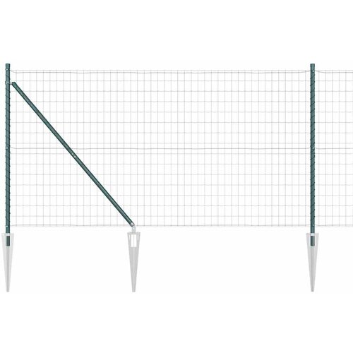 vidaXL Evropska ograja z 7 zabitimi stebri 1.4x10 m Galvanizirano jeklo Zeleno Cene