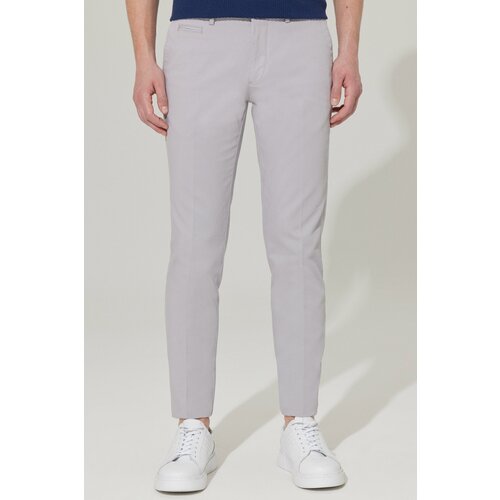 ALTINYILDIZ CLASSICS Men's Gray Slim Fit Slim Fit Trousers with Side Pockets, Cotton Flexible Dobby Pants. Cene