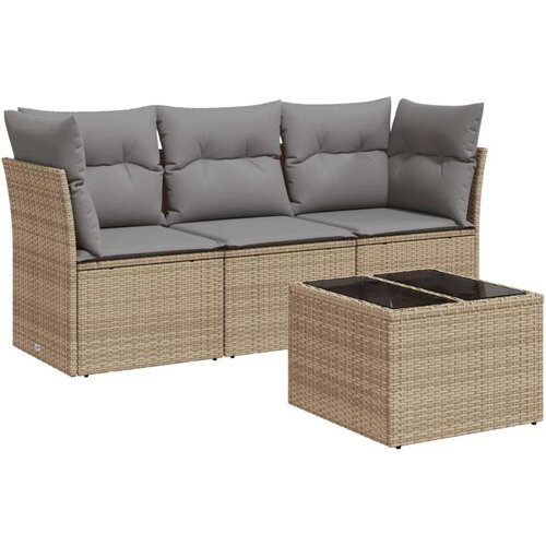 vidaXL 4-dijelni set vrtnih sofa s jastucima bež od poliratana Cene