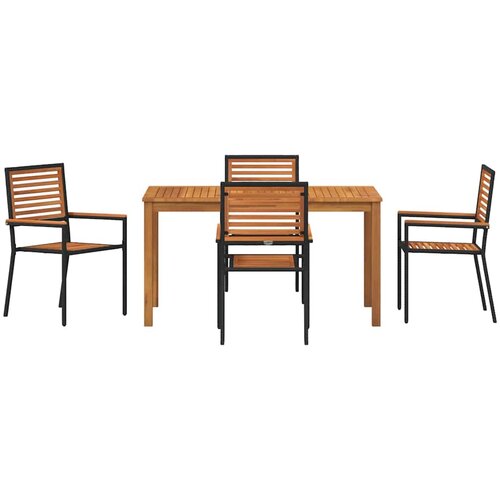  Vrtni set za objed 5 kom. Crna Čvrsto drvo akacije 140 x 80 x 74 cm Slike