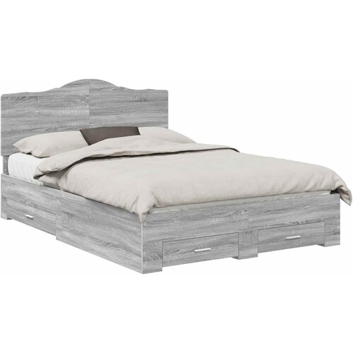  Krevetna konstrukcija s ladicama Siva Sonoma 140 x 200 cm 206 x 143 x 100 cm Slike