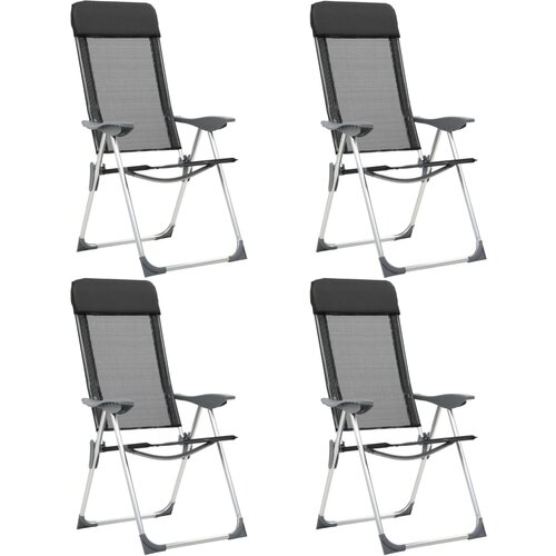  Zložljivi stoli za kampiranje 4 kosi črne barve aluminij Slike