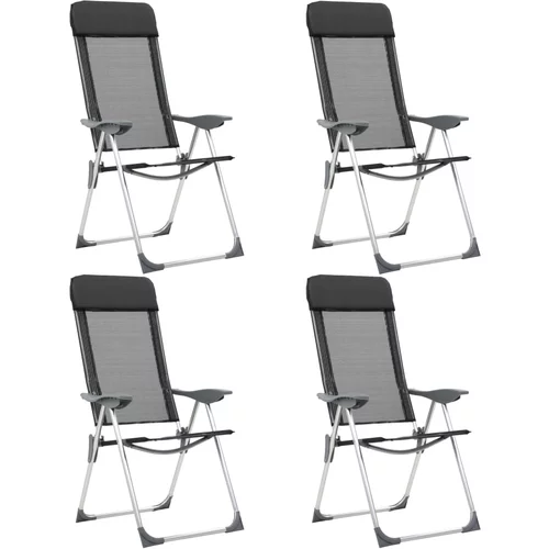  Zložljivi stoli za kampiranje 4 kosi črne barve aluminij