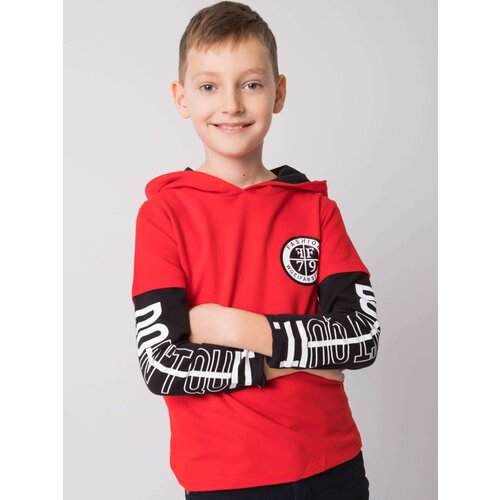 Fashion Hunters Boys&amp;#039; red cotton sweatshirt with inscriptions Slike