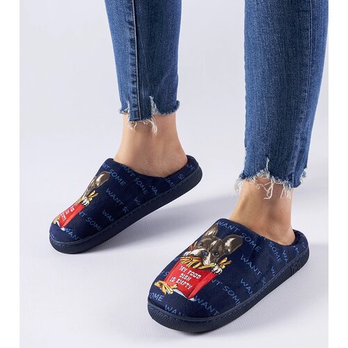 Gemre Navy Blue Soft Slippers Frenchfries Cene