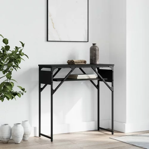  Konzolni stol s policama crni 75x30x75 cm od konstruiranog drva