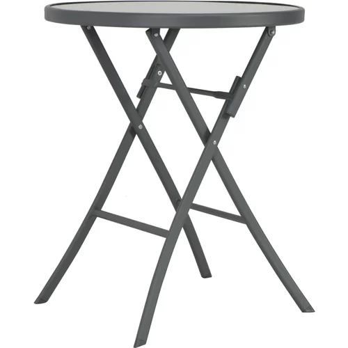vidaXL Sklopivi bistro stol sivi 60 x 70 cm od stakla i čelika