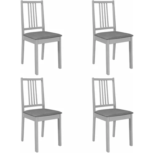 vidaXL Jedilni stoli z blazinami 4 kosi trden les sivi