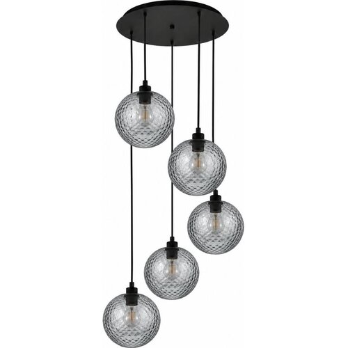 Brilagi LED Luster na sajli RETRO GLASS 5xE27/60W/230V crna/zadimljena siva Slike