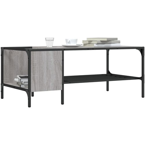 VidaXL Stolić za kavu sa stalkom siva boja hrasta 100x51x40 cm Slike
