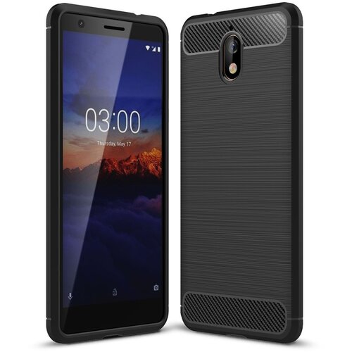  Gumijasti / gel etui Carbon za Nokia 3.1 - črni Slike
