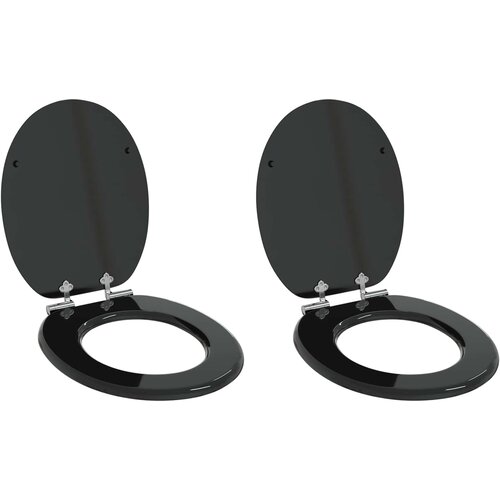  Toaletna sjedala s mekim zatvaranjem 2 pcs Crna 44 x 38 cm Cene