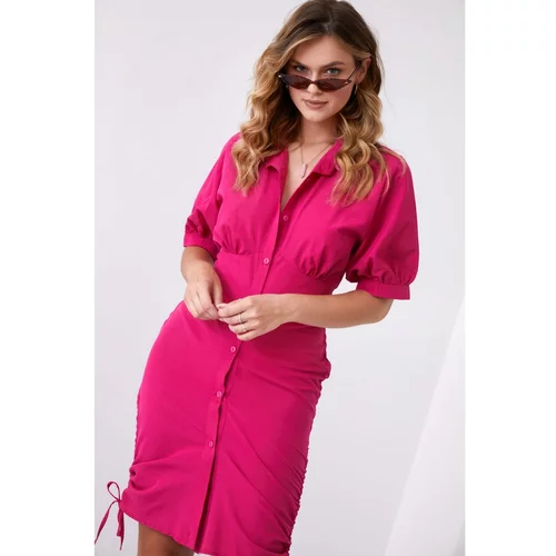 Fasardi Shirt dress with ruffles because the sides are fuchsia