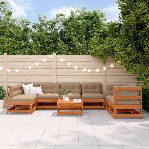  Set lounge namje&scaron;taja za vrt 8 pcs Vosak Smeđa Masivna borovina - Vosak smeđa Cijene